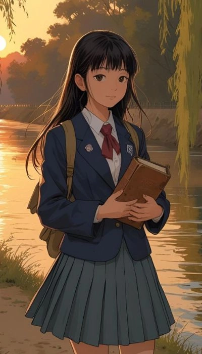 本を持つ女の画像からプロンプトを生成