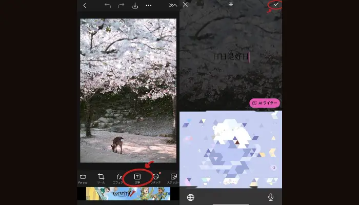 写真への文字入れ-picsart-文字を入力する