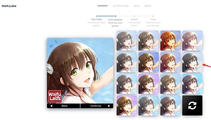 AI嫁無料生成ツールWaifulabsの使い方②