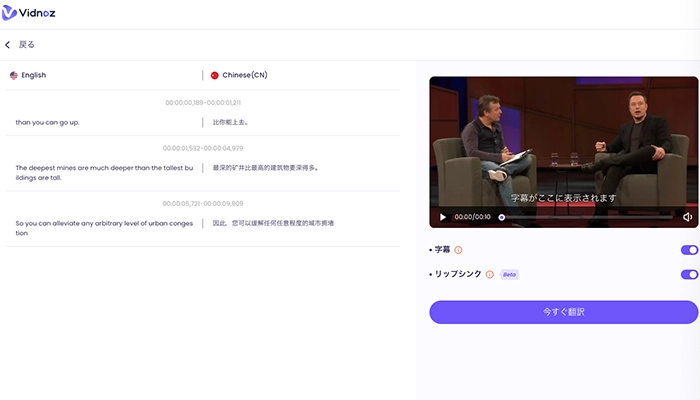 中国語音声翻訳アプリ・サイト-Vidnoz AI動画翻訳の使い方③