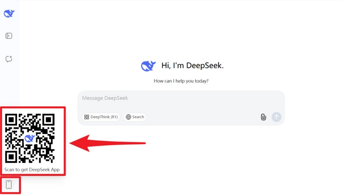 DeepSeekアプリをダウンロードするQRコード