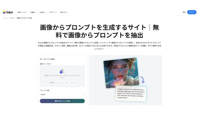画像からプロンプトを抽出できるサイトFotor