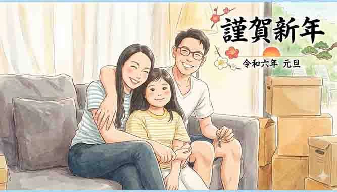 家族写真をイラスト化にして無料のLine年賀状に