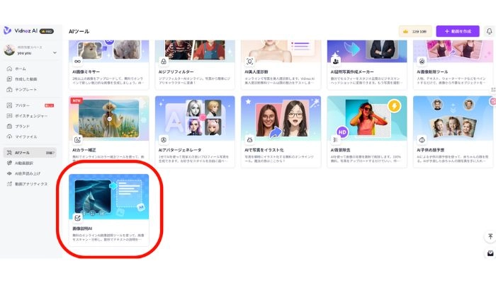 写真からプロンプトを生成サイトVidnoz画像説明AI