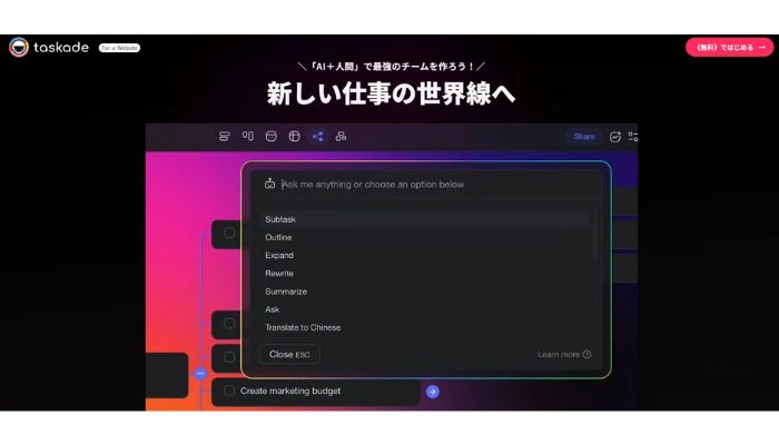 タスクを管理できるAIツールTaskade