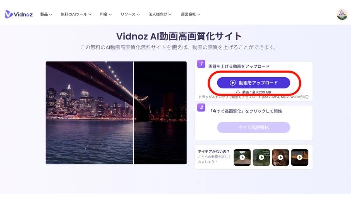 動画の色調補正をするサイトVidnoz AI